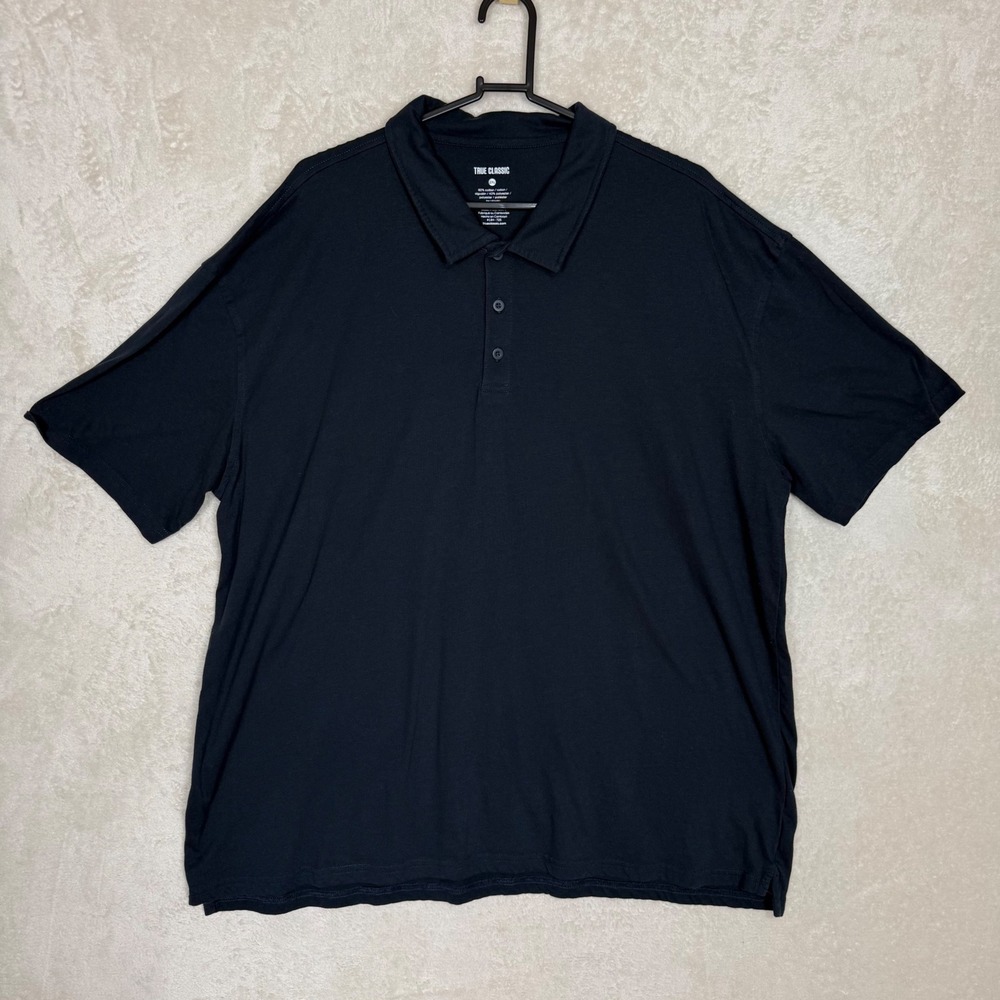 True Classic Mens 2XL Black Short Sleeve Polo Shirt Cotton Blend NEW
